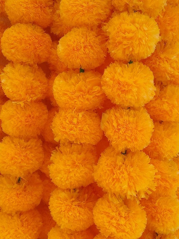 Marigold Artificial Flower Garland Set of 5 Pcs Wedding Decoration 5 Feet Long