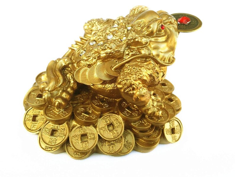 Brass Feng Shui Frog on Elephant Showpiece