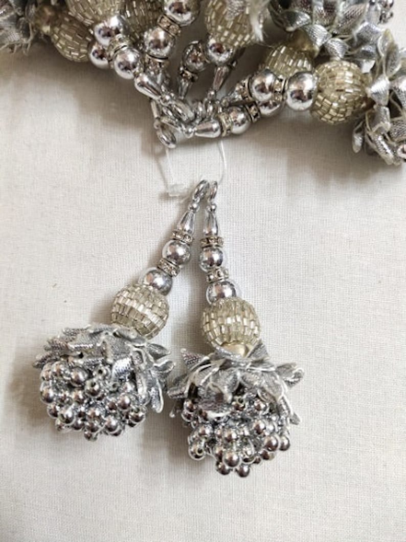 Silver Gota Beads Work Tassels By Pair