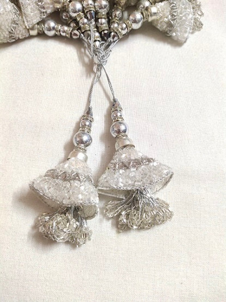 Silver Beads Work Tassels By Pair
