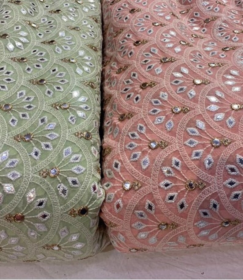 Beautiful Embroidery Gota Work Dyeable Fabric By Etsy