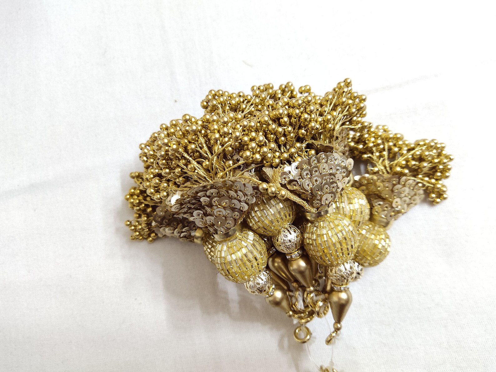 Golden Sequence Beads Work Tassels By Pair Etsy