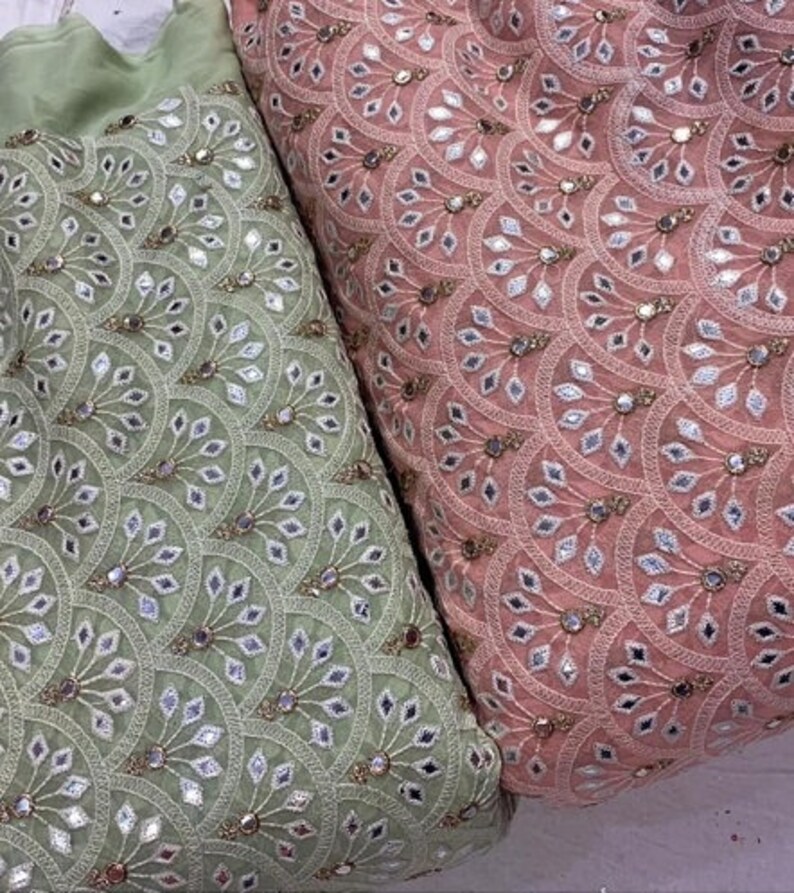 Beautiful Embroidery Gota Work Dyeable Fabric By Etsy