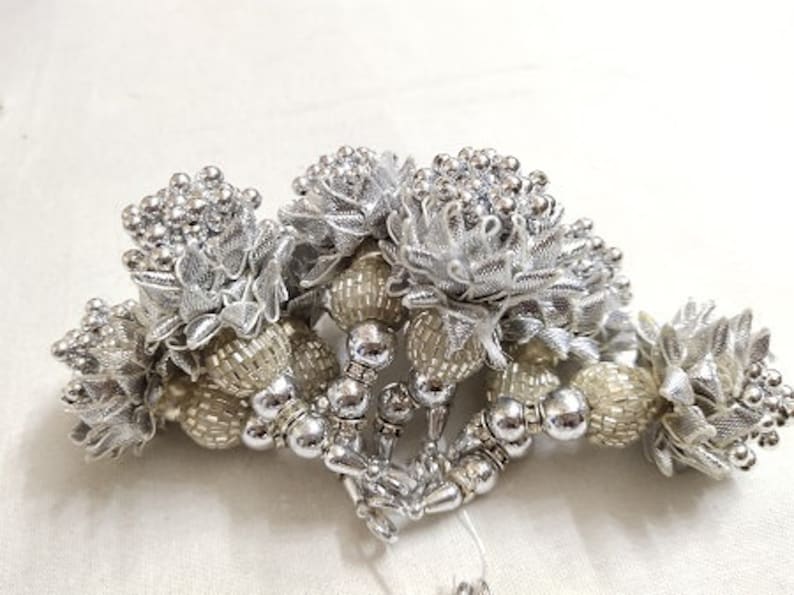 Silver Gota Beads Work Tassels By Pair