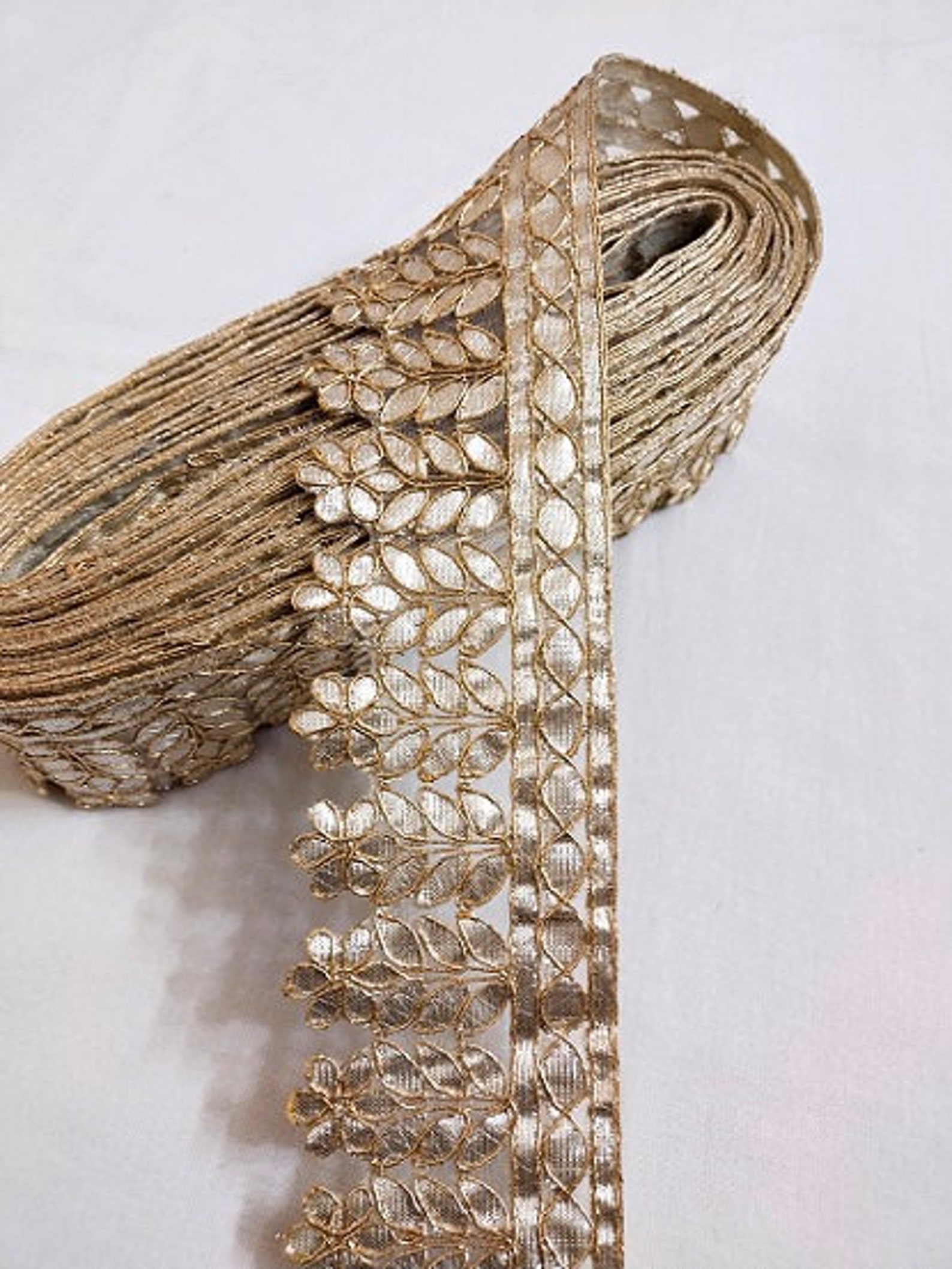 Wholesale 10 Yards Golden Floral Gota Cut Work Laces Etsy