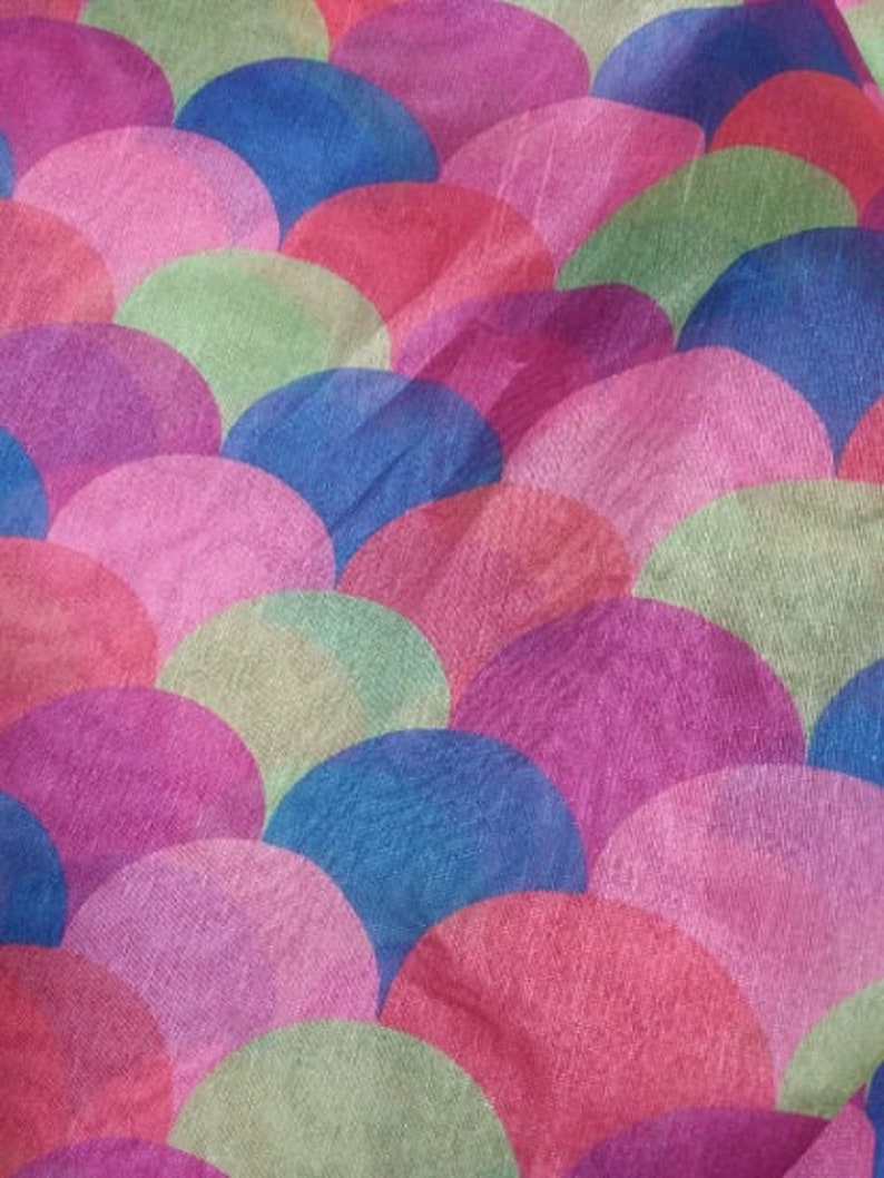 Multicolour Printed Raw Silk Fabric By Yard