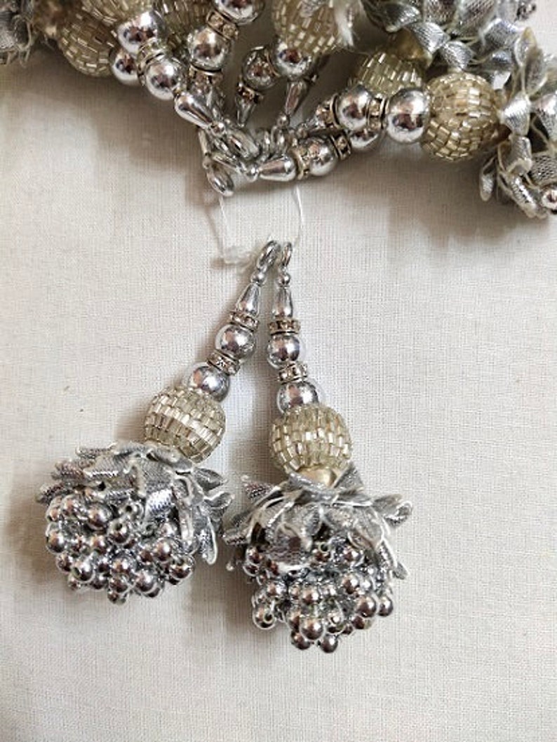 Silver Gota Beads Work Tassels By Pair