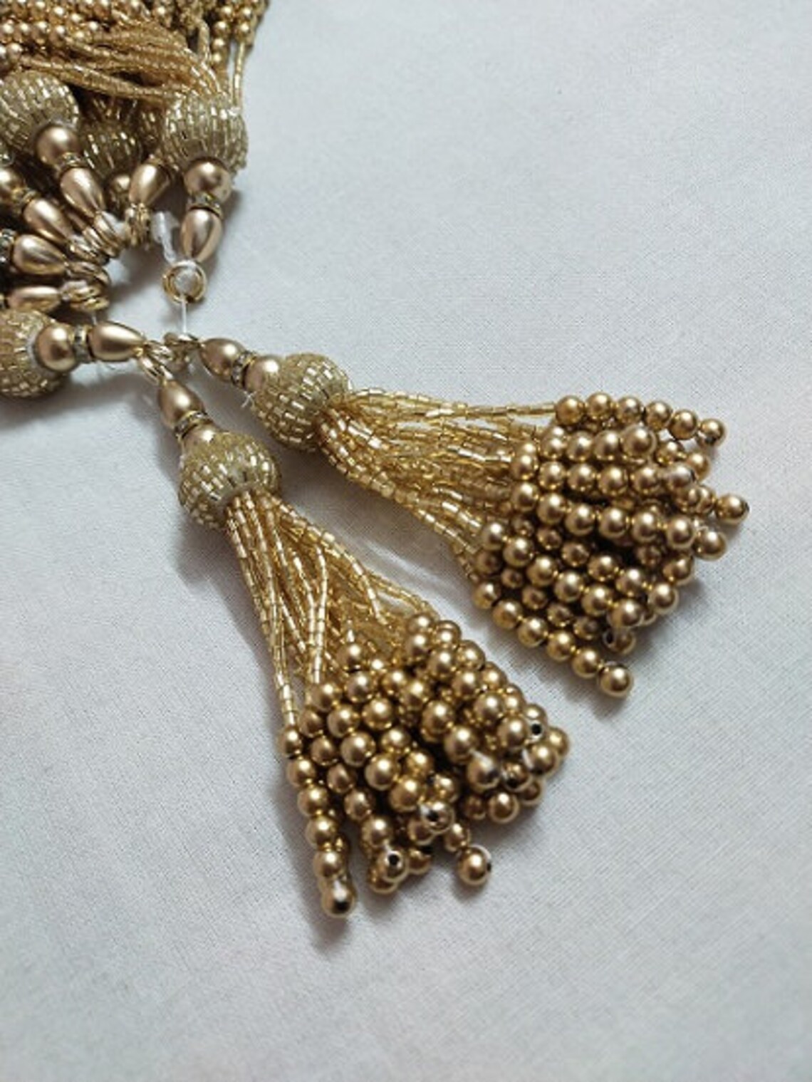Golden Handmade Beads Work Tassels By Pair Etsy