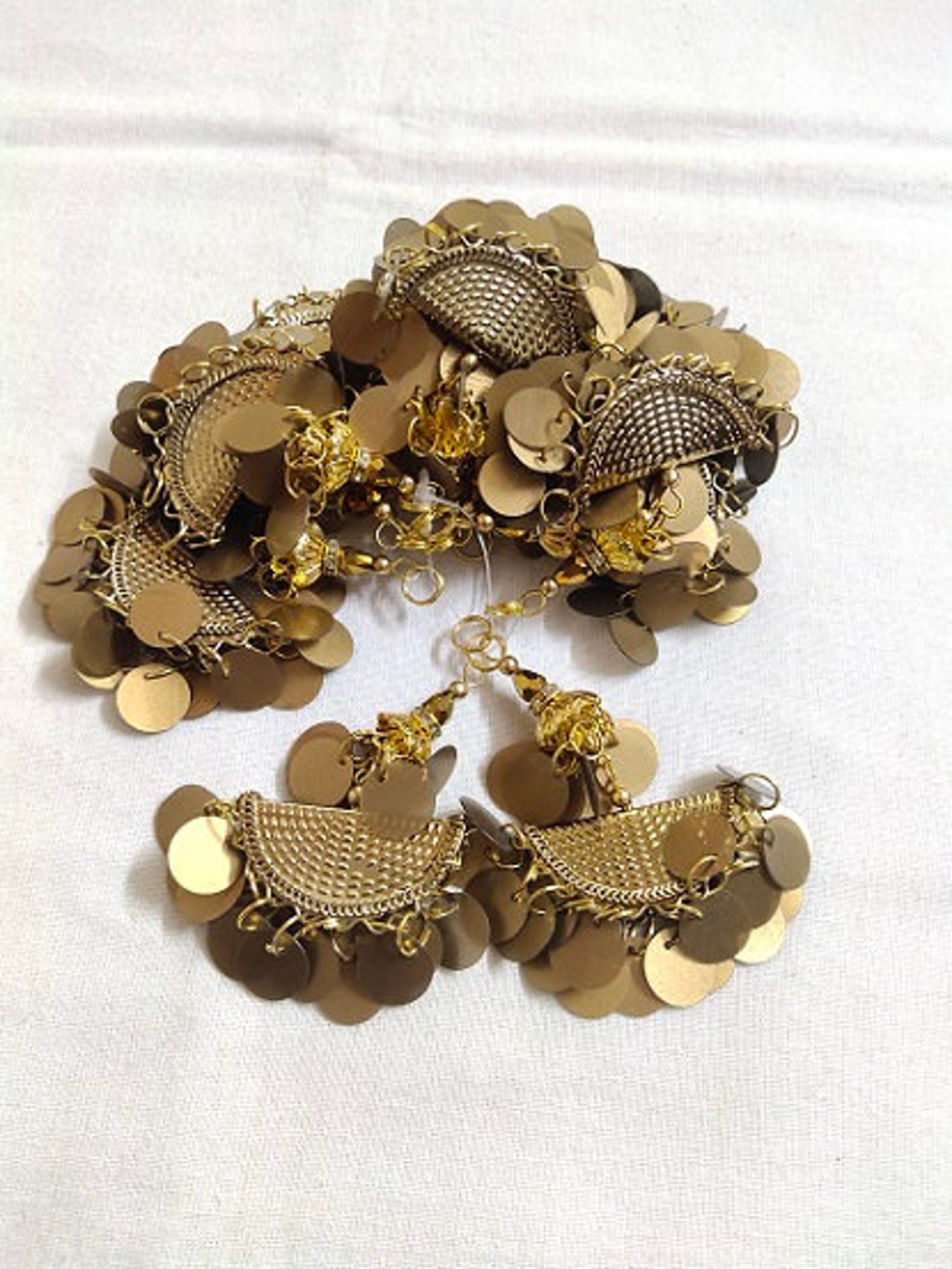 Antique Golden Sequence Beads Work Tassels By Pair Etsy