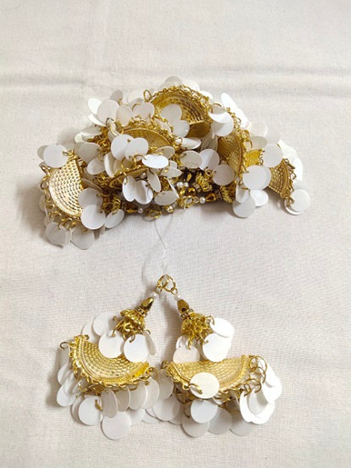 Golden White Sequence Beads Work Tassels By Pair Etsy
