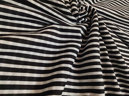 Black-White Stripes Printed Cotton Fabric By Yard | Etsy