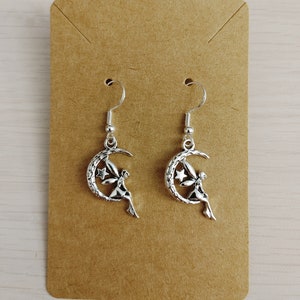 Silver Fairy Moon Earrings
