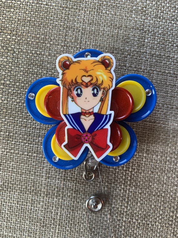 Sailor Moon,badge Clip,retractable Badge,badge Holder,nurse Badge,nurse  Badge Holder,medication Caps,id Holder,badge Reel,vial Tops,nurse 