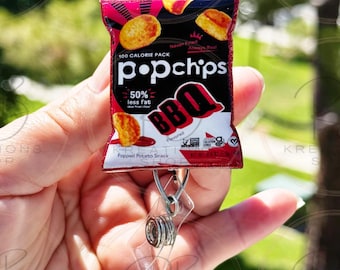 BBQ P•P Chips Badge reel |  Bbq chips badge reel | Foodie Badge Reel | Hospital Staff | Nurses | Retractable | Interchangeable |