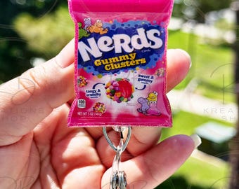 Pink Gummy Clusters Badge reel |  Candy badge reel | Pink Gummies Badge Reel | Hospital Staff | Nurses | Retractable | Interchangeable |