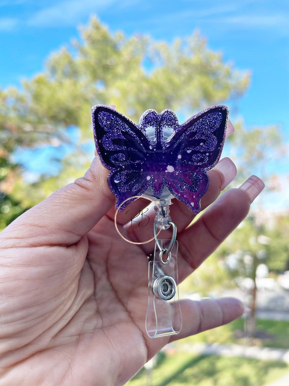 Buy Galaxy Butterfly Badge Reel Glitter Badge Reel Interchangeable