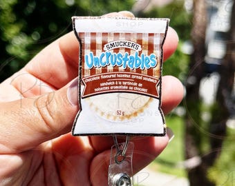 Hazelnut PB Sandwich Badge reel | PB sandwich badge reel | Foodie Badge Reel | Hospital Staff | Nurses | Retractable | Interchangeable |