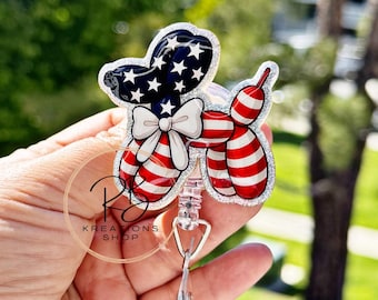 American Dog Badge reel, Balloon Dog badge reel, Patriotic dog Badge Reel, Hospital Staff, Nurses, Retractable, Interchangeable