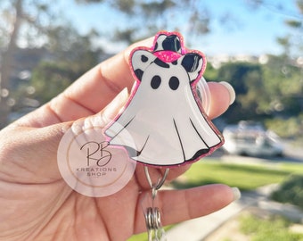 Cowboy Ghost Badge Reel | Ghost Badge Reel | Cowboy Ghost Badge Holder | Nurses | Halloween Badge reel | Fun and playful badge