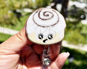 Cinnamon roll Badge reel |  Cinnamon bun badge reel | Foodie Badge Reel | Hospital Staff | Nurses | Retractable | Interchangeable |