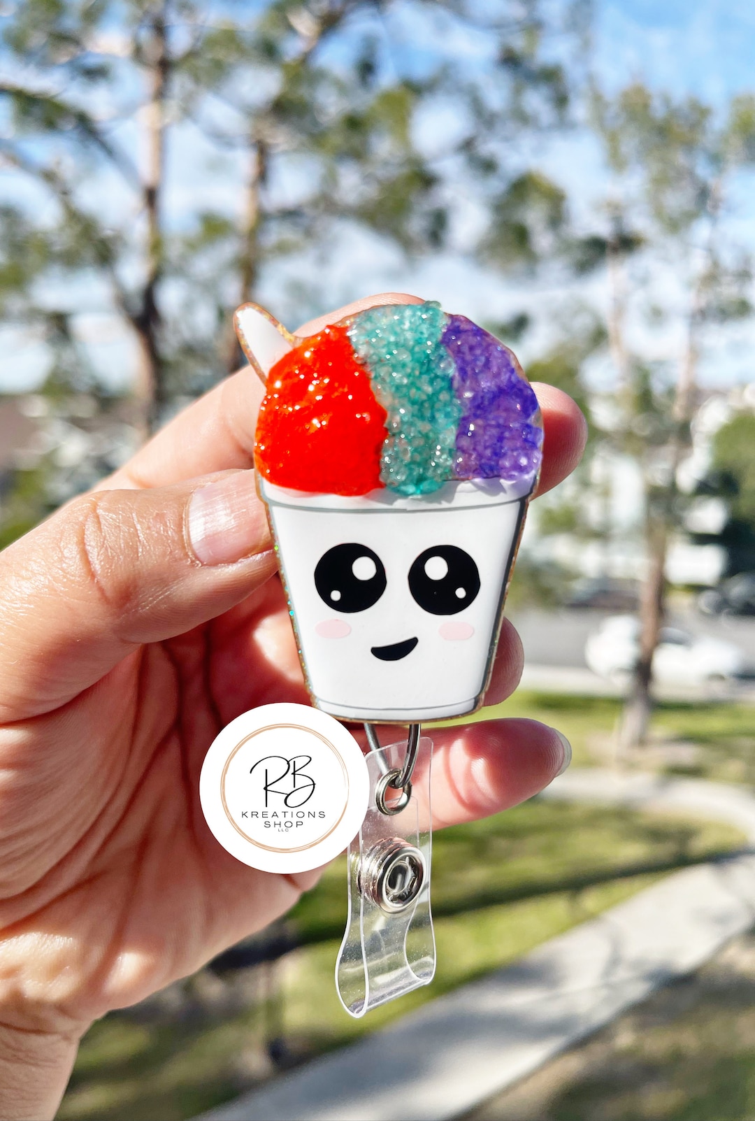 Shaved Ice Badge Reel Snowball Badge Holder Food Badge Etsy