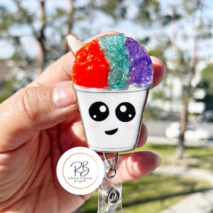Shaved ice badge reel | Snowball badge holder | Food badge reel | Nurse Badge Clip | Interchangeable