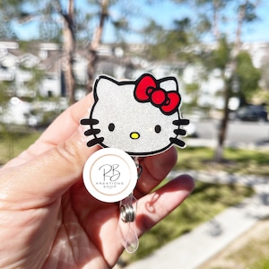 Kitty girl Badge Reel | Cute kitty  Badge Reel | Cute Badge Holder | Retractable | Name tag | Interchangeable