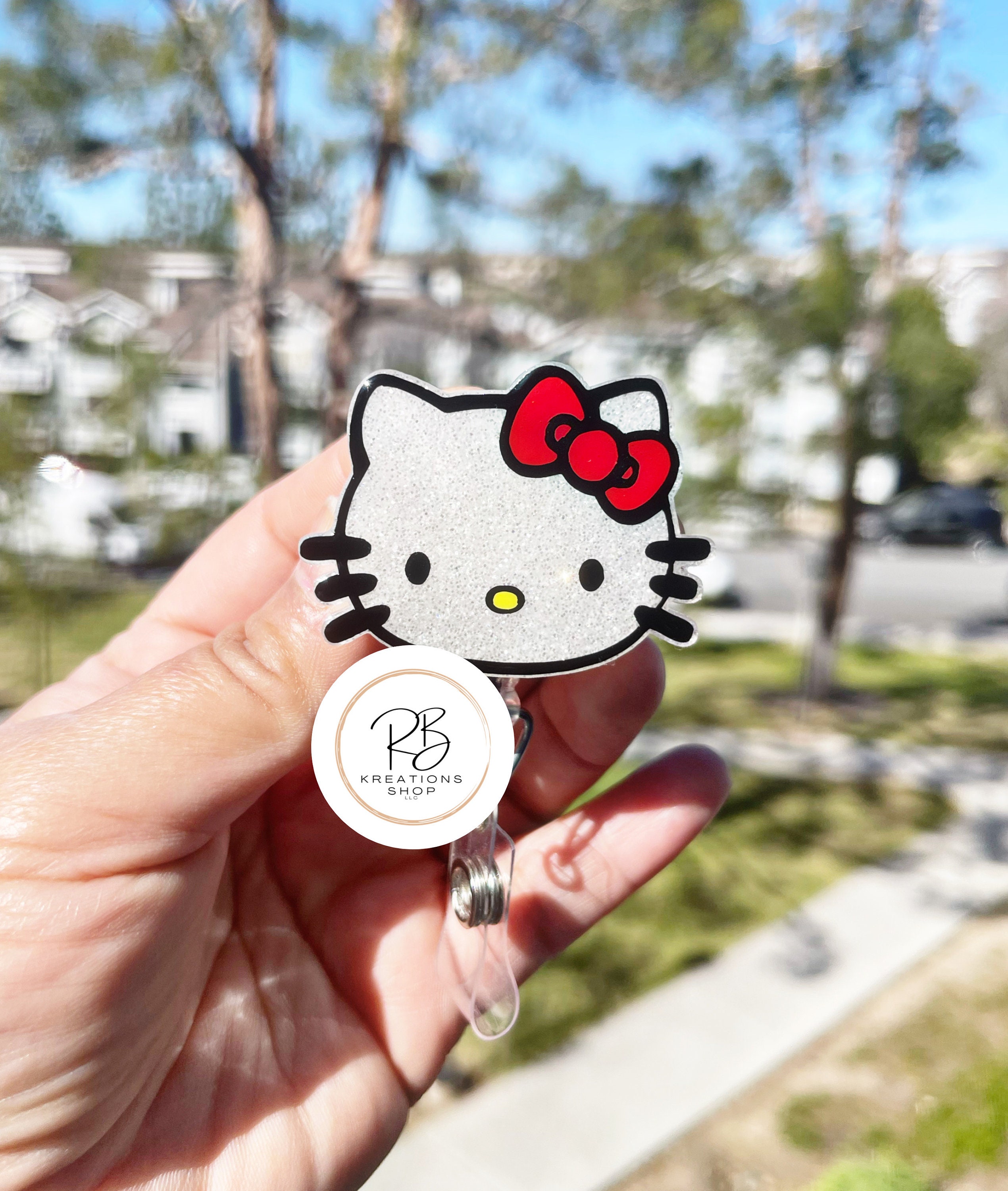 Kitty girl Badge Reel | Cute kitty Badge Reel | Cute Badge Holder |  Retractable | Name tag | Interchangeable