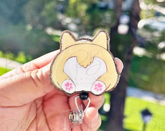 Corgi Butt Badge reel |  Cute Corgi Butt badge holder | Hospital Staff | Nurses | Retractable | Interchangeable |