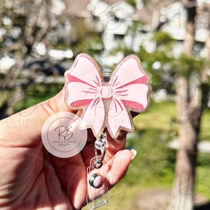 Pink Coquette Bow Badge reel | Pink Bow badge reel | Coquette Badge Reel | Hospital Staff | Nurses | Retractable | Interchangeable |