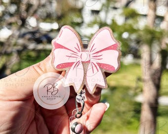 Pink Coquette Bow Badge reel | Pink Bow badge reel | Coquette Badge Reel | Hospital Staff | Nurses | Retractable | Interchangeable |