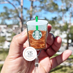 Iced Coffee Badge Reel | Coffee Badge Holder | Coffee Lovers | Food badge holder | Coffee Addicts | Retractable | Interchangeable