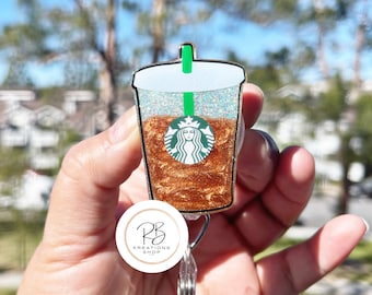 Iced Coffee Badge Reel | Coffee Badge Holder | Coffee Lovers | Food badge holder | Coffee Addicts | Retractable | Interchangeable