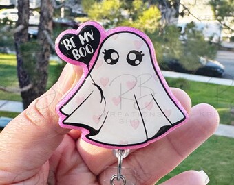 Be my boo ghost Badge reel | Valentine ghost  badge reel | Valentine Badge Reel | Hospital Staff | Nurses | Retractable | Interchangeable |