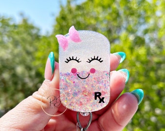 Pill Badge Reel | Pharmacy Badge Holder | Pharmacy Tech | Pill Badge Clip | Retractable | Interchangeable