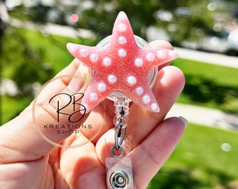 Starfish Badge reel#2 | Marine life badge reel | Medical Badge Reel | Summer badge reel | Nurses |Retractable | Interchangeable | Beach life