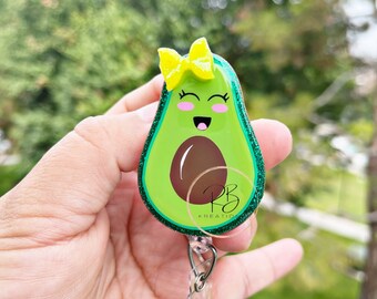 Avocado Badge Reel | Avocado girl Badge Holder | Nurse | Pharmacy Tech | Avocado Badge Clip | Retractable | Interchangeable