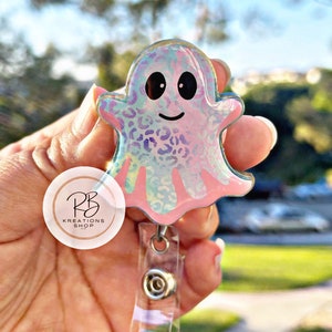 Pastel Ghost Badge reel #2 | Cute Halloween | Medical Badge Reel | Hospital Staff | Nurses | Retractable | Interchangeable |