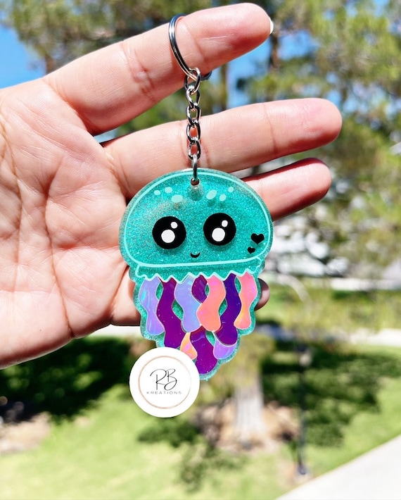 Baby Jellyfish Keychain Jellyfish Keychain Baby Jellyfish Keyring Llavero Cute Jellyfish Etsy