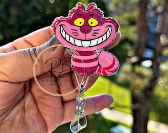 Cheshire Cat Badge reel, Wonderland cat badge reel, Badge Reel, Hospital Staff, Nurses, Retractable, Interchangeable