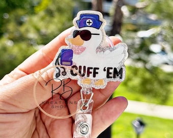 Cuff 'Em Badge reel, Cuff 'Em Duck badge reel, Duck Badge Reel, Hospital Staff, Nurses, Retractable, Interchangeable