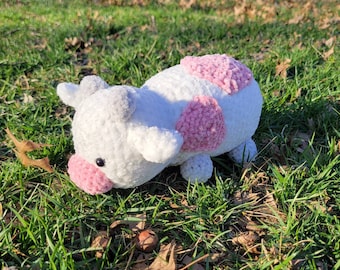 Ganchillo de vaca fresa/Amigurumi/Alivio del estrés/Animal relleno de vaca