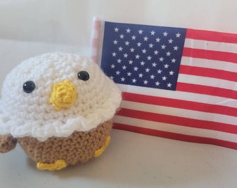 Bebé Águila Calva Amigurumi/Alivio del estrés/Decoración del 4 de julio/Día de la Independencia/