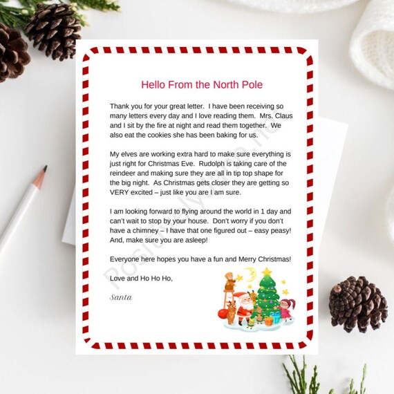 Printable Santa Letters Christmas Stationery Set Letter TO | Etsy