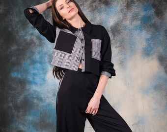 Ensemble ample noir/ensemble maxi en coton/survêtement de tous les jours/chemisier ample noir/pantalon maxi noir/chemisier à manches longues/pantalon large