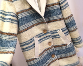 Manteau à carreaux surdimensionné, manteau de laine à col, manteau d’hiver chaud, trench-coat, manteau pour femmes, manteau décontracté, manteau élégant, manteau en laine à carreaux vintage