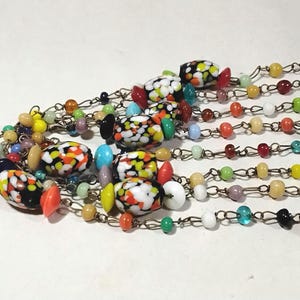 Vintage Venetian Splatter Glass Bead Flapper Necklace - 48.5&quot;