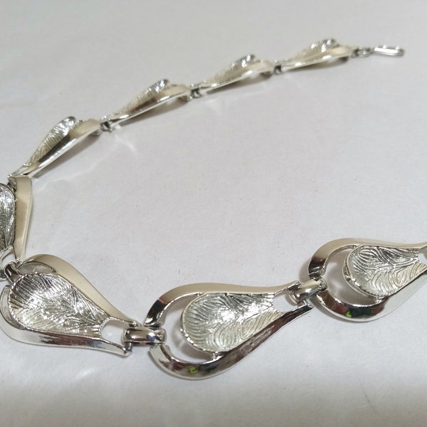 Vintage Silver Tone CORO Des Pat Pending Panel Link Necklace; Vintage Silver Tone Coro Choker; CORO Des Pat Pending Choker; Vintage Choker