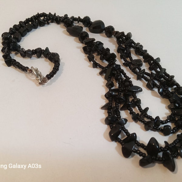 Jet Bead Necklace Etsy
