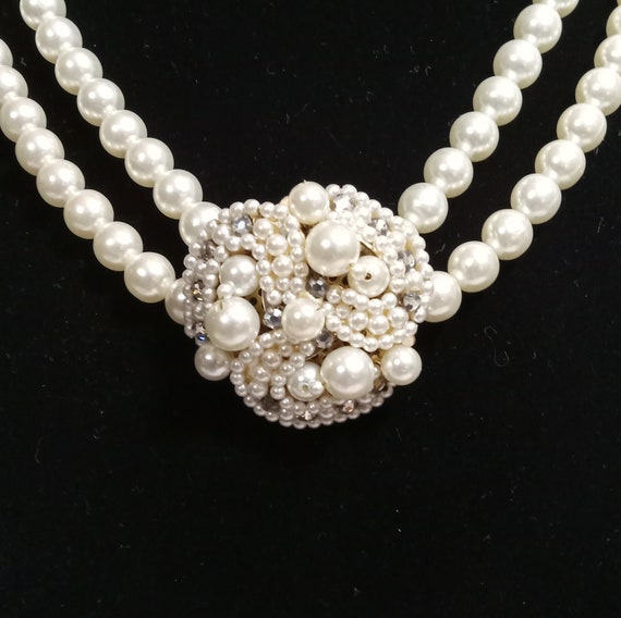 Vintage Double Strand Pearl Bead Necklace; Vintag… - image 4